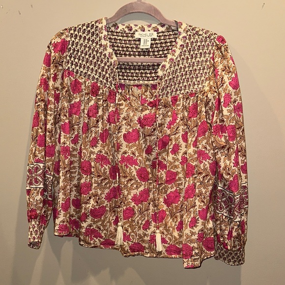 Rachel Zoe Tops - Rachel Zoe Pink and Brown Floral Blouse